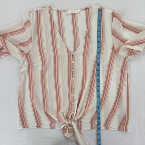 Lush Krisantha Tie-front Blouse Mauve & Cream size Medium Camp Shirt - Picture 10 of 11